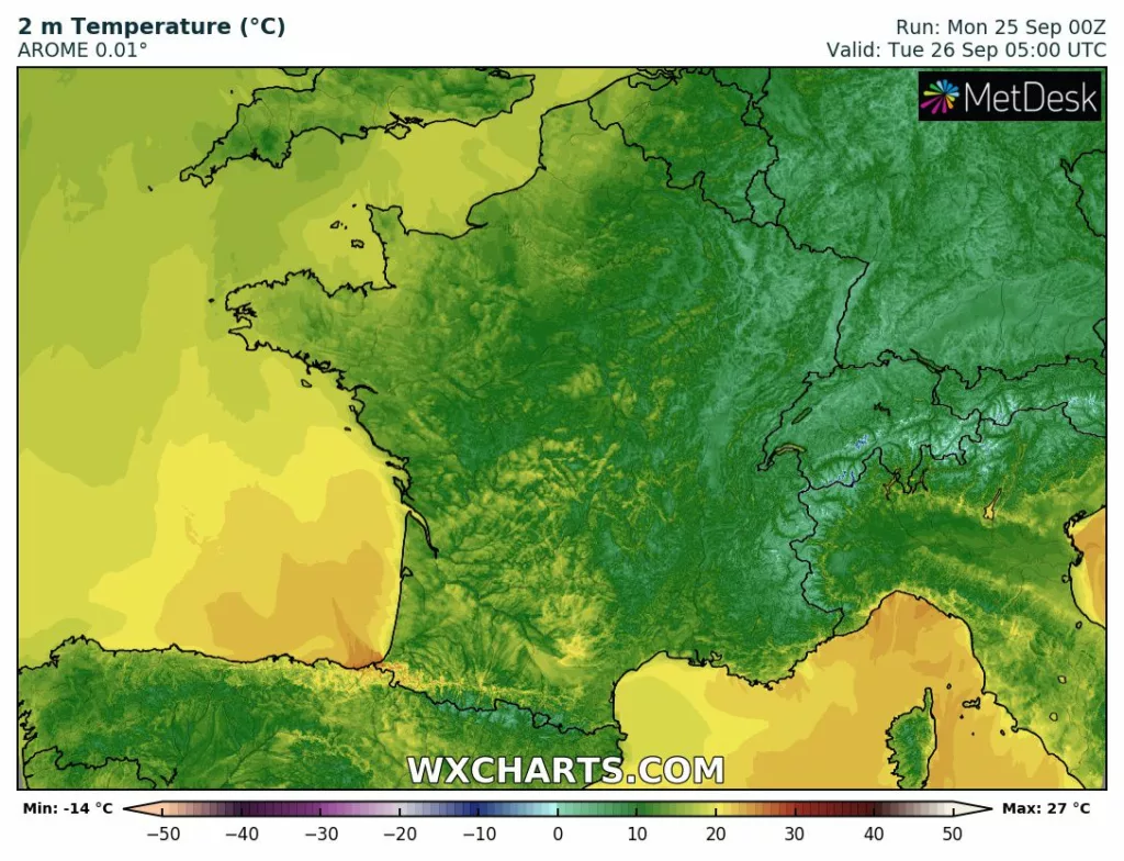 En matinée, la sensation de froid pourra s'observer avec des minimales plongeant sous les 5°C en de nombreux secteurs. 