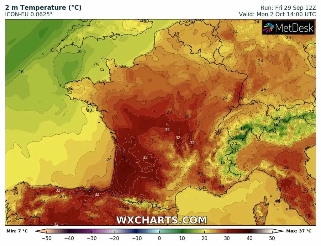 Chaleur parfois record pour l'après-midi de lundi sur le Grand-Est.