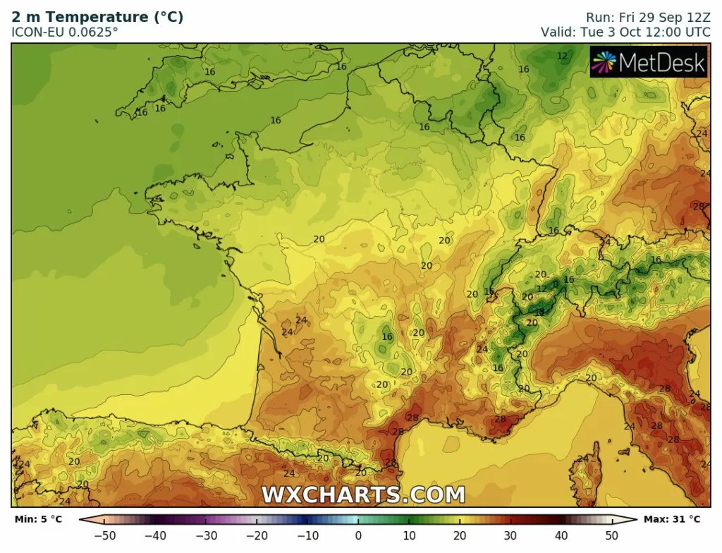 Une baisse des températures s'annonce dès mardi. Fraîcheur sur les Ardennes, chaleur en Alsace.