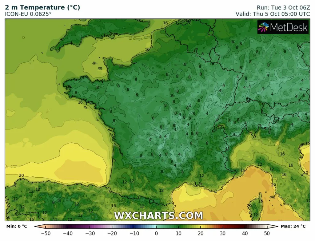 Les gelées blanches seront encore plus approchées pour jeudi matin notamment entre Vosges et Alsace.