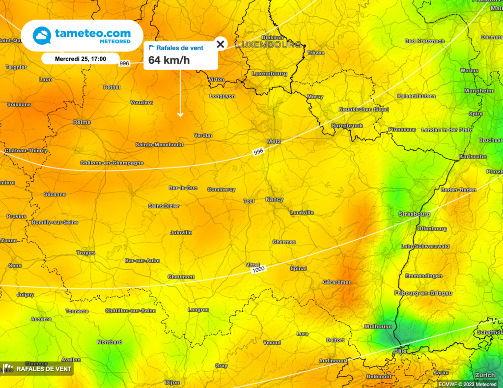 Les rafales de vent seront sensibles. Reims, Verdun ou Metz sont exposées.