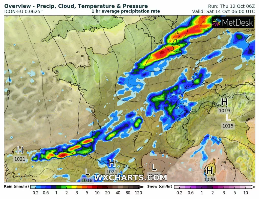 Des pluies sont annoncées pour la journée de samedi, juste avant la chute des températures.