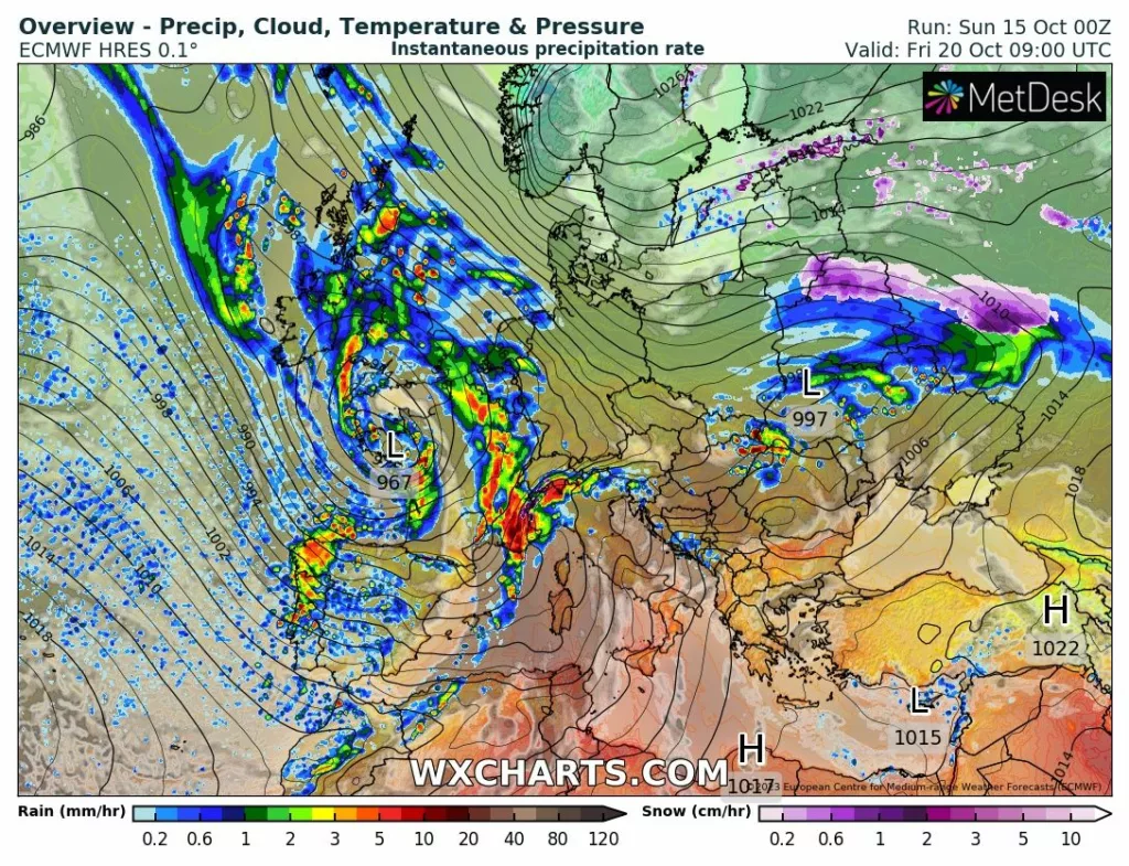 Le modèle européen ECMWF opte pour une météo fortement perturbée en fin de semaine. 