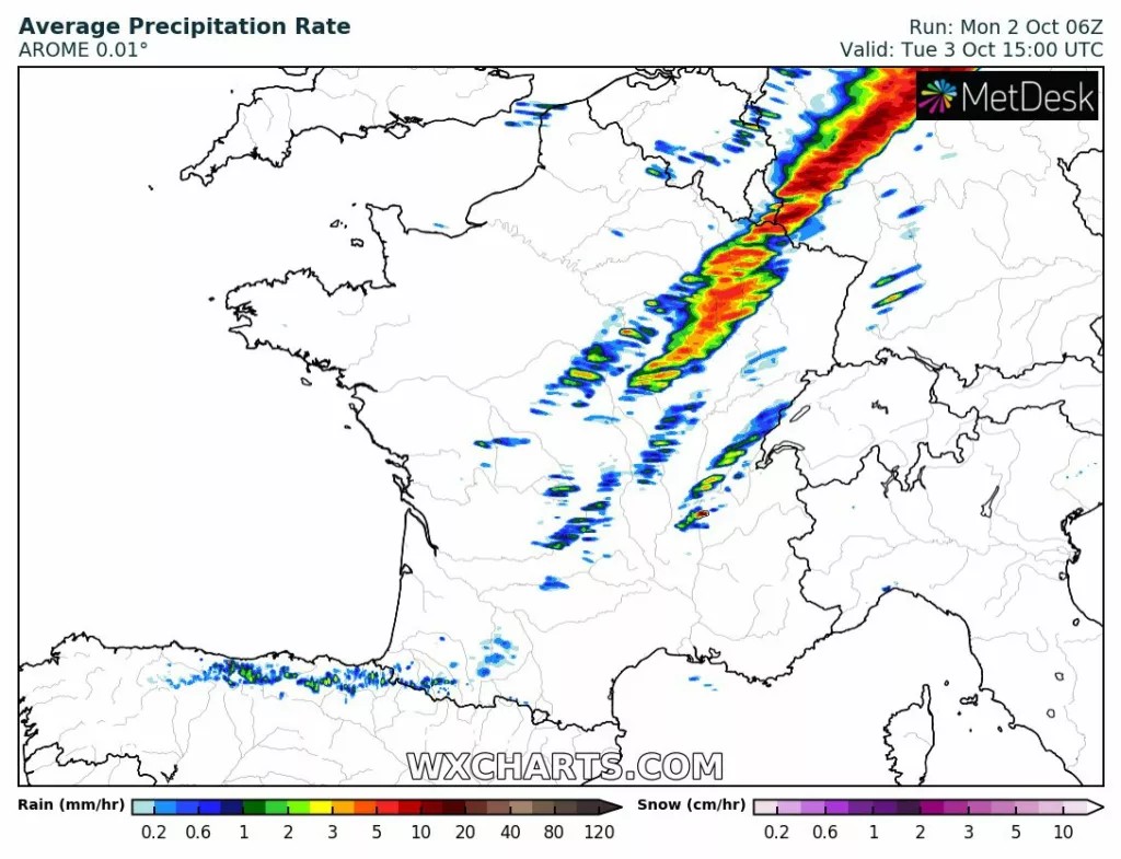 Pluie, vent voire orages sont possibles pour ce mardi entre l'Alsace, Champagne-Ardenne et Lorraine.