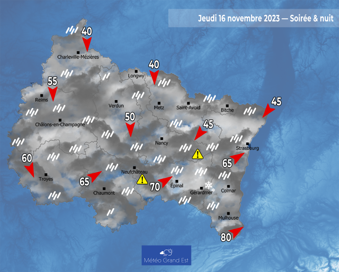 Coup de vent et pluie parfois abondante sur le Grand-Est.